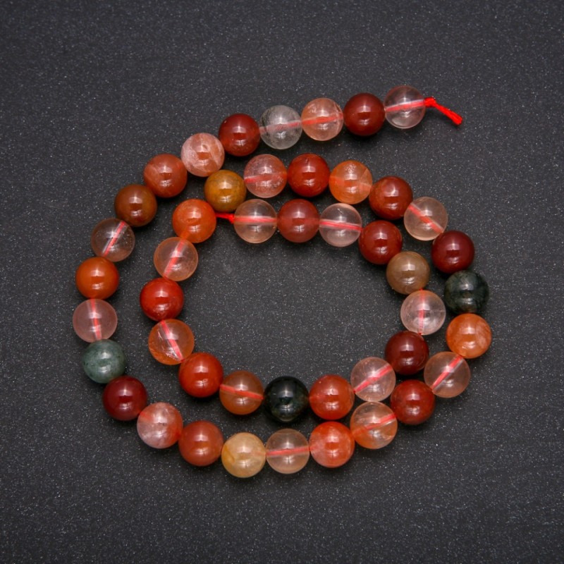 Natural Rutilated Quartz Assorted Stone Beads, Smooth Round, Diameter 8 (+/-) mm, Length 38cm