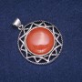 Golden Sand Aventurine Stone Pendant in Antique-Style Setting 40x46mm
