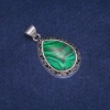 Teardrop Pendant Malachite (Pressed) in Antique-Style Setting, 27x39mm