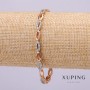 Xuping Bracelet with White and Light Blue Stones, 4mm Thick, 19cm Length, Gold-Plated