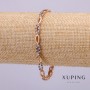 Xuping Bracelet with White and Blue Stones, 4mm Thick, 19cm Length, Gold-Plated