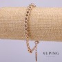 Xuping Bracelet with White Stones, 9mm Thick, 18-20cm Length, Gold-Plated with Extension Chain