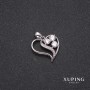 Xuping Pendant with White Stones Heart 18x24mm Rhodium