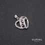 Xuping Pendant with White Stones Heart 17x21mm Rhodium