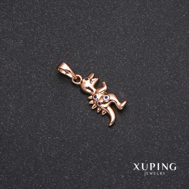 Xuping Dinosaur Pendant with Blue Stones 10x24mm 18k Gold Plated