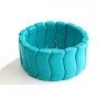 Blue Turquoise Bracelet on Elastic Band, Large Wave 14x32mm