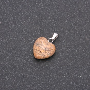 Landscape Jasper Heart Pendant 14x14x23(+/-)mm