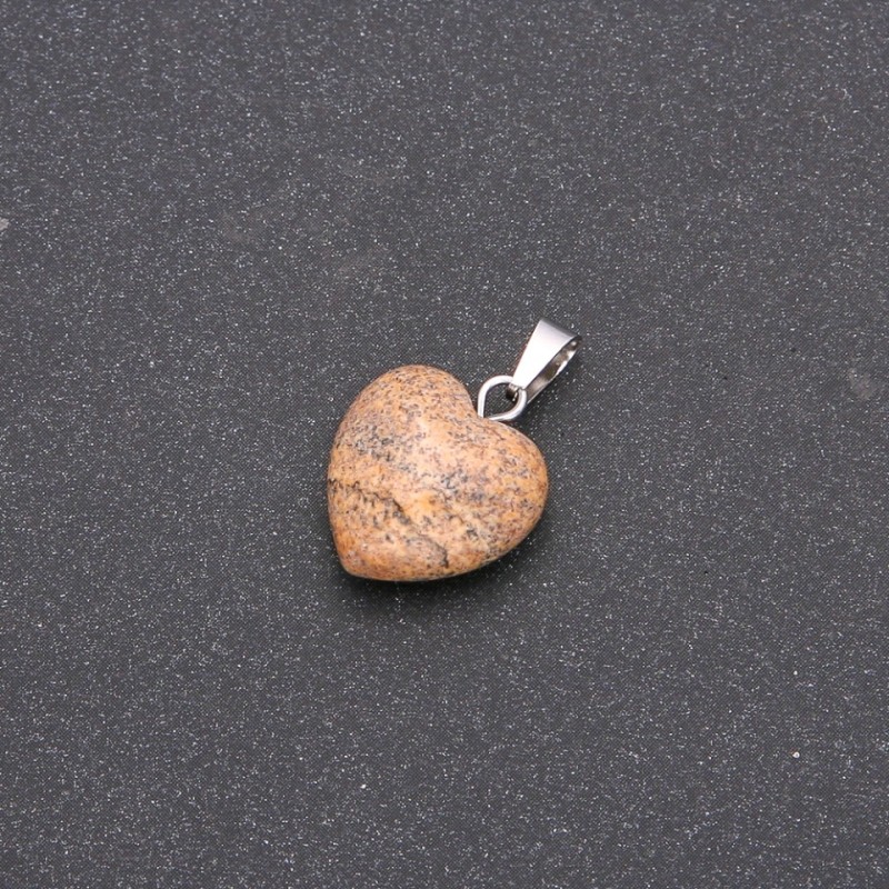 Landscape Jasper Heart Pendant 14x14x23(+/-)mm