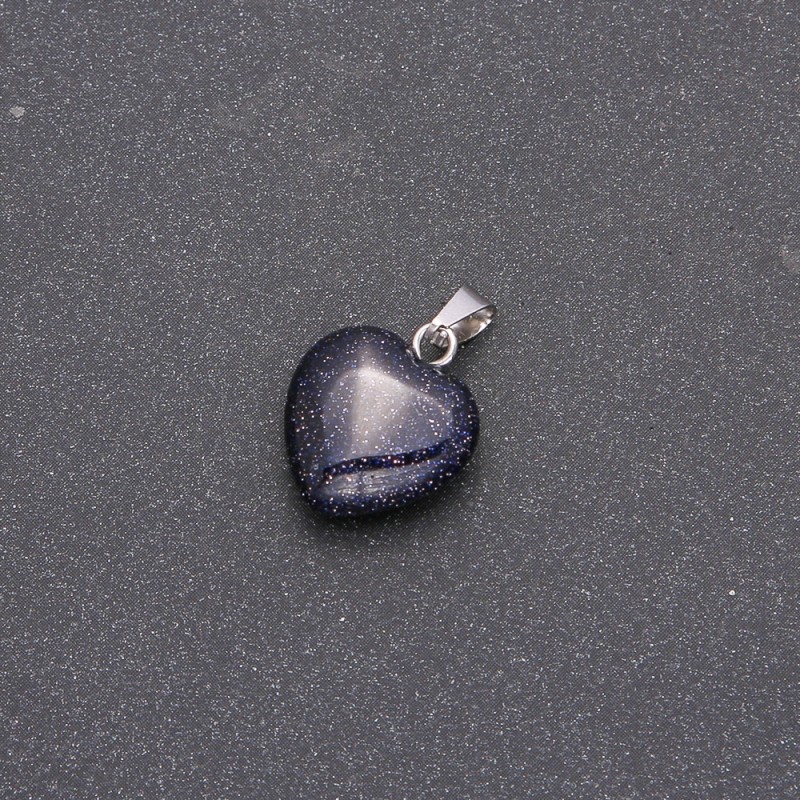 Aventurine Night of Cairo Blue Sand Heart Pendant 14x14x23(+/-)mm