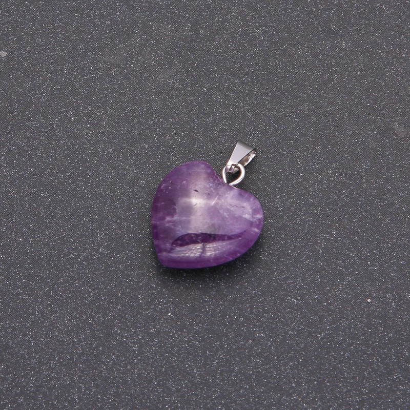 Pendant Heart Amethyst 14x14x23(±)mm