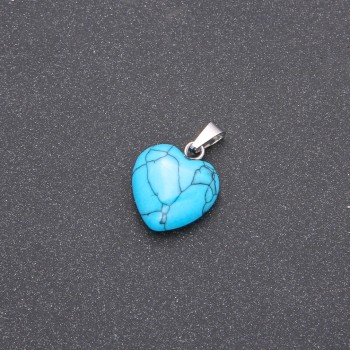Blue Turquoise Heart Pendant 14x14x23(+/-)mm
