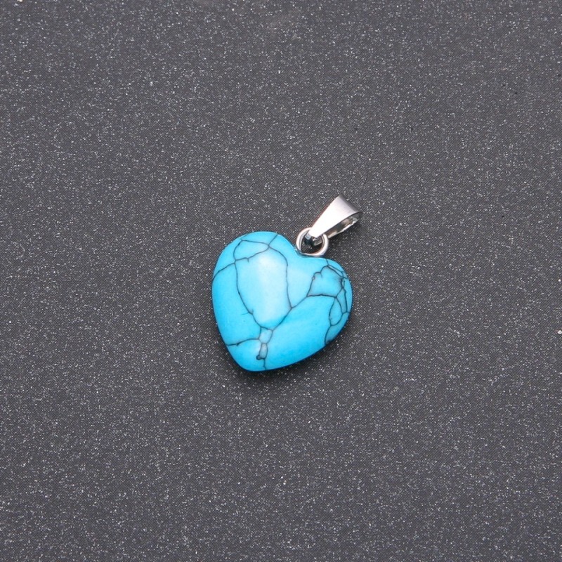 Blue Turquoise Heart Pendant 14x14x23(+/-)mm