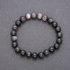 Natural Silver Obsidian Stone Bracelet on Elastic Band, Smooth Bead, Diameter 8(+/-)mm, Length 18cm