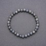 Natural Labradorite Stone Bracelet on Elastic, Smooth Round Beads, Diameter 6(+-)mm, Length 18cm