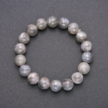 Natural Labradorite Stone Bracelet on Elastic, Smooth Bead, Diameter 10(+-)mm, Length 18cm