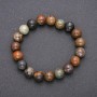 Natural Multicolor Jasper Stone Bracelet on Elastic Band, Smooth Round Beads, Diameter 10(+-)mm, Circumference 18cm