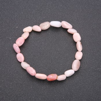 Natural Pink Opal Stone Bracelet on Elastic Band, Tumbled, Diameter 7x10(+-)mm, Circumference 18cm
