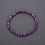 Natural Amethyst Stone Bracelet on Elastic Band, Smooth Round Beads, Diameter 6(+-)mm, Circumference 18cm