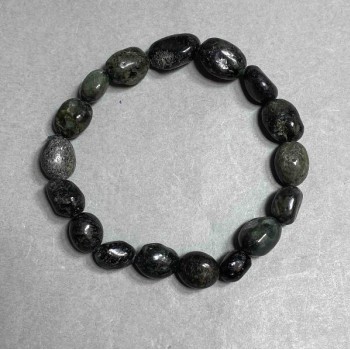 Natural Seraphinite Stone Bracelet on Elastic Band, Tumbled, Diameter 10x12(+-)mm, Length 18cm