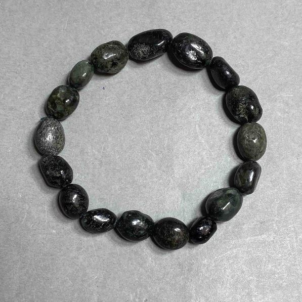 Natural Seraphinite Stone Bracelet on Elastic Band, Tumbled, Diameter 10x12(+-)mm, Length 18cm
