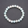 Natural Larimar Stone Bracelet on Elastic Band, Smooth Round Beads, Diameter 8(+-)mm, Circumference 18cm