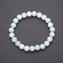Natural Larimar Stone Bracelet on Elastic Band, Smooth Round Beads, Diameter 8(+-)mm, Circumference 18cm
