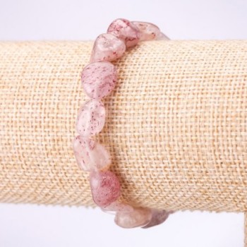 Natural Strawberry Quartz Stone Bracelet on Elastic Band, Tumbled, Diameter 8x12(+-)mm, Length 18cm