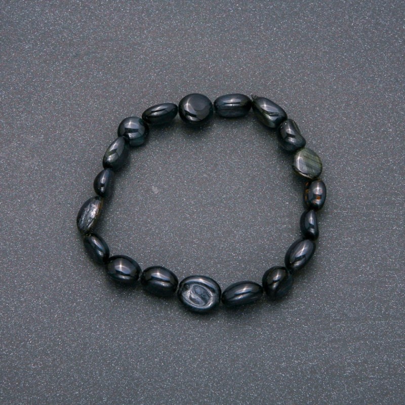 Natural Hawk's Eye Stone Bracelet on Elastic Band, Tumbled, Diameter 10x12(+-)mm, Circumference 18cm