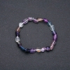 Natural Fluorite Stone Bracelet on Elastic Band, Tumbled, Diameter 7x9(+-)mm, Circumference 18cm