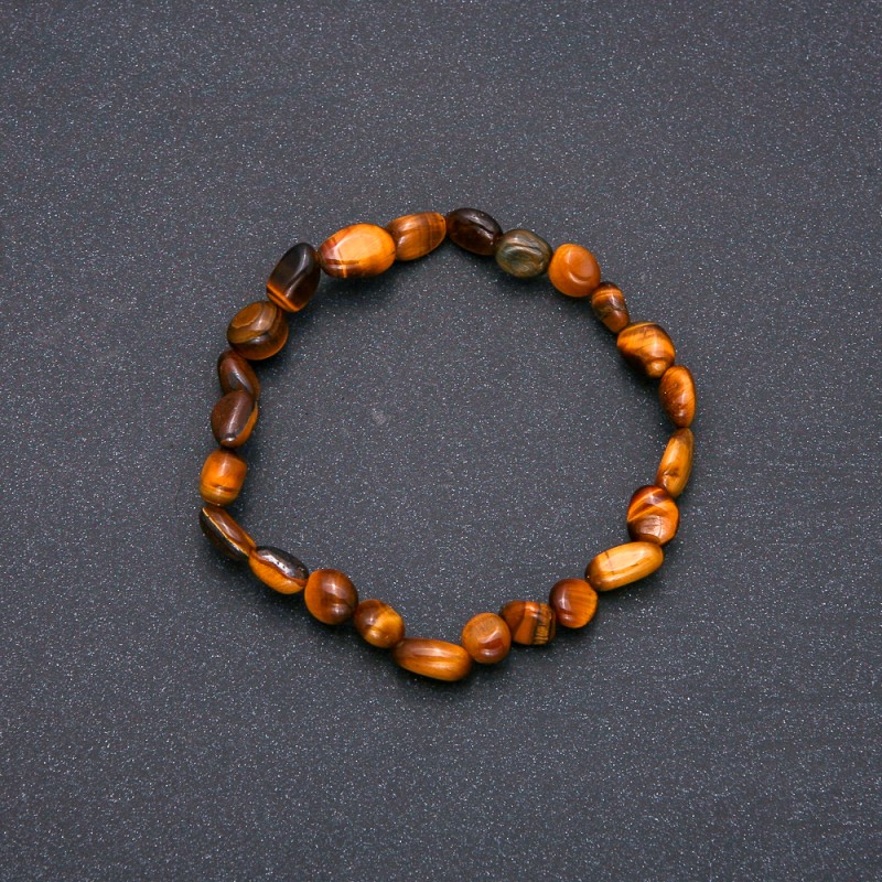 Natural Tiger Eye Stone Bracelet on Elastic Band, Tumbled, Diameter 7x9(+-)mm, Circumference 18cm