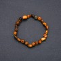 Natural Tiger Eye Stone Bracelet on Elastic Band, Tumbled, Diameter 7x9(+-)mm, Circumference 18cm