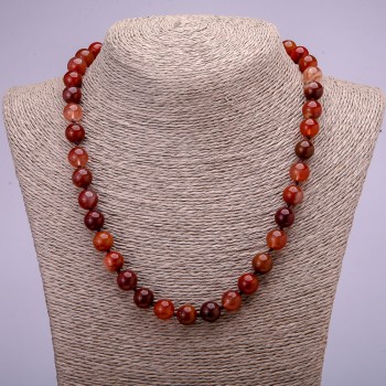 Natural Red Rutilated Quartz Necklace, Smooth Round Beads, Diameter 10(+-)mm, Length 45cm