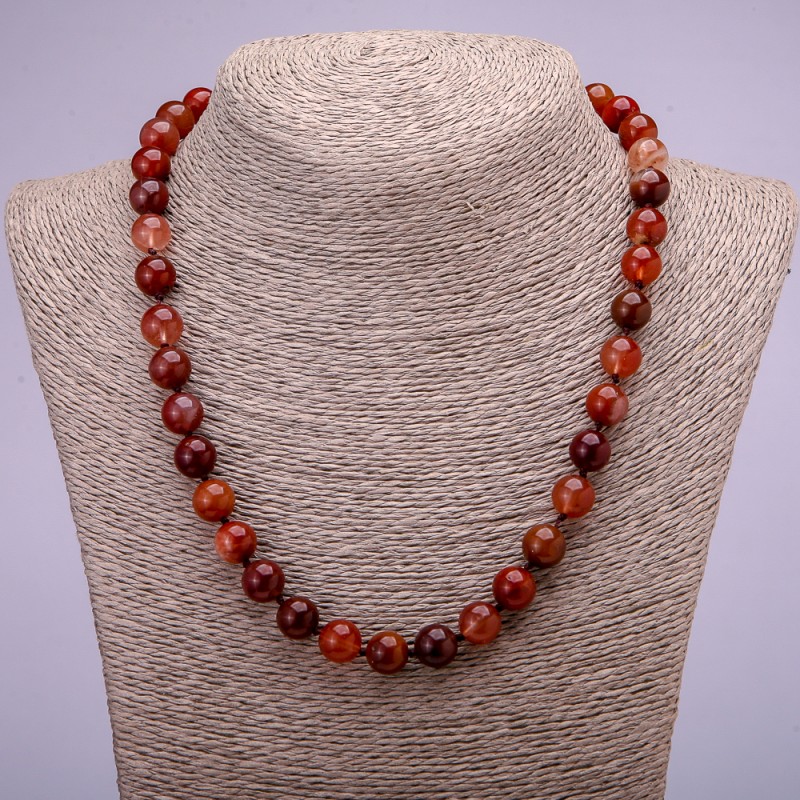 Natural Red Rutilated Quartz Necklace, Smooth Round Beads, Diameter 10(+-)mm, Length 45cm