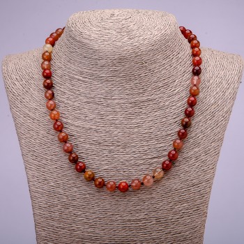 Natural Red Rutilated Quartz Necklace, Smooth Round Beads, Diameter 8(+-)mm, Length 45cm