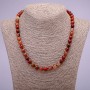 Natural Red Rutilated Quartz Necklace, Smooth Round Beads, Diameter 8(+-)mm, Length 45cm
