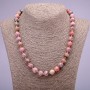 Natural Rhodochrosite Stone Necklace, Smooth Round Beads, Diameter 10(+-)mm, Length 45cm