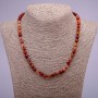 Natural Red Rutilated Quartz Necklace, Smooth Round Beads, Diameter 6(+-)mm, Length 45cm