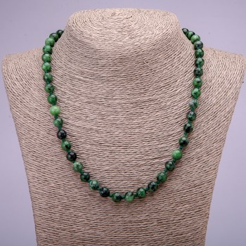 Natural Zoisite Stone Necklace, Smooth Round Beads, Diameter 8(+-)mm, Length 45cm