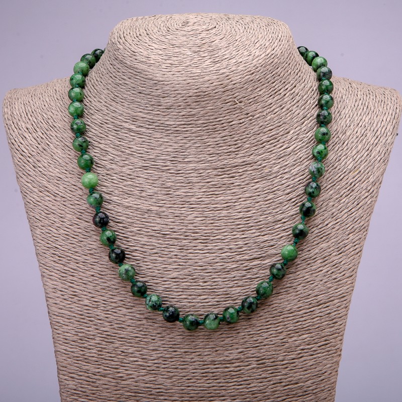 Natural Zoisite Stone Necklace, Smooth Round Beads, Diameter 8(+-)mm, Length 45cm