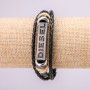 DIESTL Bracelet with Metal Insert, Length 19-21cm, Thickness 14mm, Black Eco-Leather, Metal Snap Clasp