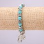 Turquoise Bracelet on Elastic Band, Diameter 8(+-)mm (Synthetic), Length 18cm with Inserts and Elephant Pendant