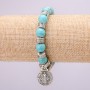 Turquoise Bracelet on Elastic Band, Diameter 10(+-)mm, Length 18cm with Inserts and Icon Pendant