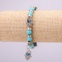 Turquoise Amulet Bracelet with Blue Evil Eyes on Elastic Band, Diameter 12(+-)mm, Length 18cm with Inserts and Charm