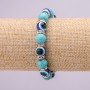 Turquoise Amulet Bracelet with Blue Evil Eyes on Elastic Band, Diameter 10(+-)mm, Length 18cm with Inserts and Rhinestones
