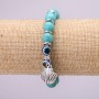 Turquoise Amulet Bracelet with Blue Eye Beads on Elastic, Diameter 10(+-)mm, Length 18cm, with Inserts and Charm