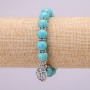 Turquoise Amulet Bracelet with Blue Eye Bead on Elastic, Diameter 10(+-)mm, Length 18cm, with Inserts and Tree Charm