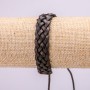 Bracelet, Length 18-25cm, Thickness 13mm, Eco Leather, Brown, Adjustable Drawstring