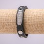 Bracelet with Metal Inserts, 21cm Length, 15mm Thickness, Black Rubber, Clasp Closure