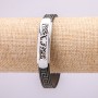 Bracelet with Metal Inserts, 21cm Length, 10mm Thickness, Gray Rubber, Clasp Closure