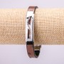 Bracelet with metal insert, 21cm length, 10mm thickness, brown eco-leather, with clasp